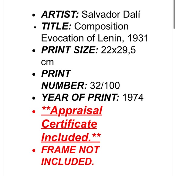 Salvador Dali Composition Evocation of Lenin, 1931 - Picture 10 of 10